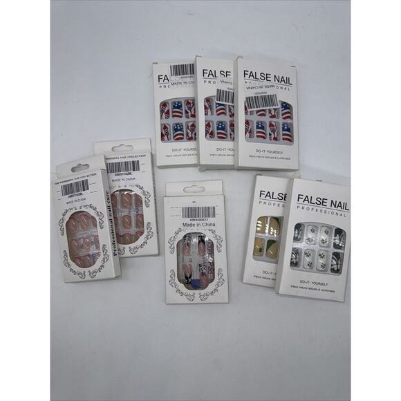 False Nails Beautiful Nail Do it Yourself KITS Lot Of 8 packs NIB 24 In Ea/glue - Picture 1 of 8